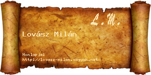 Lovász Milán névjegykártya